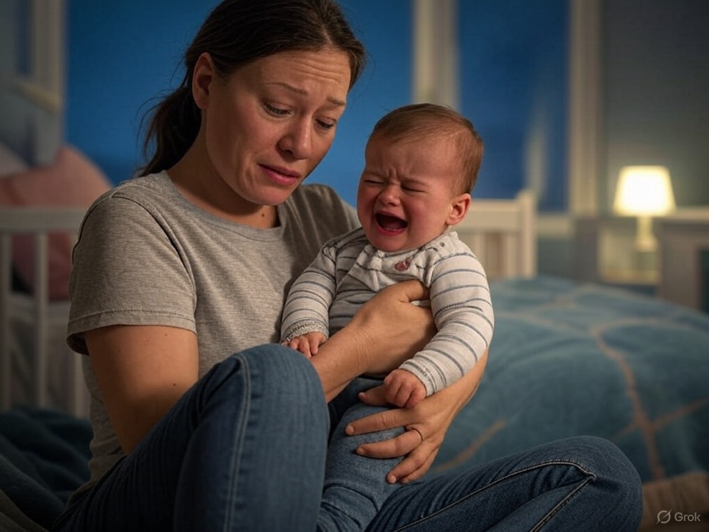 mamâe tentando fazer o bebe dormiir